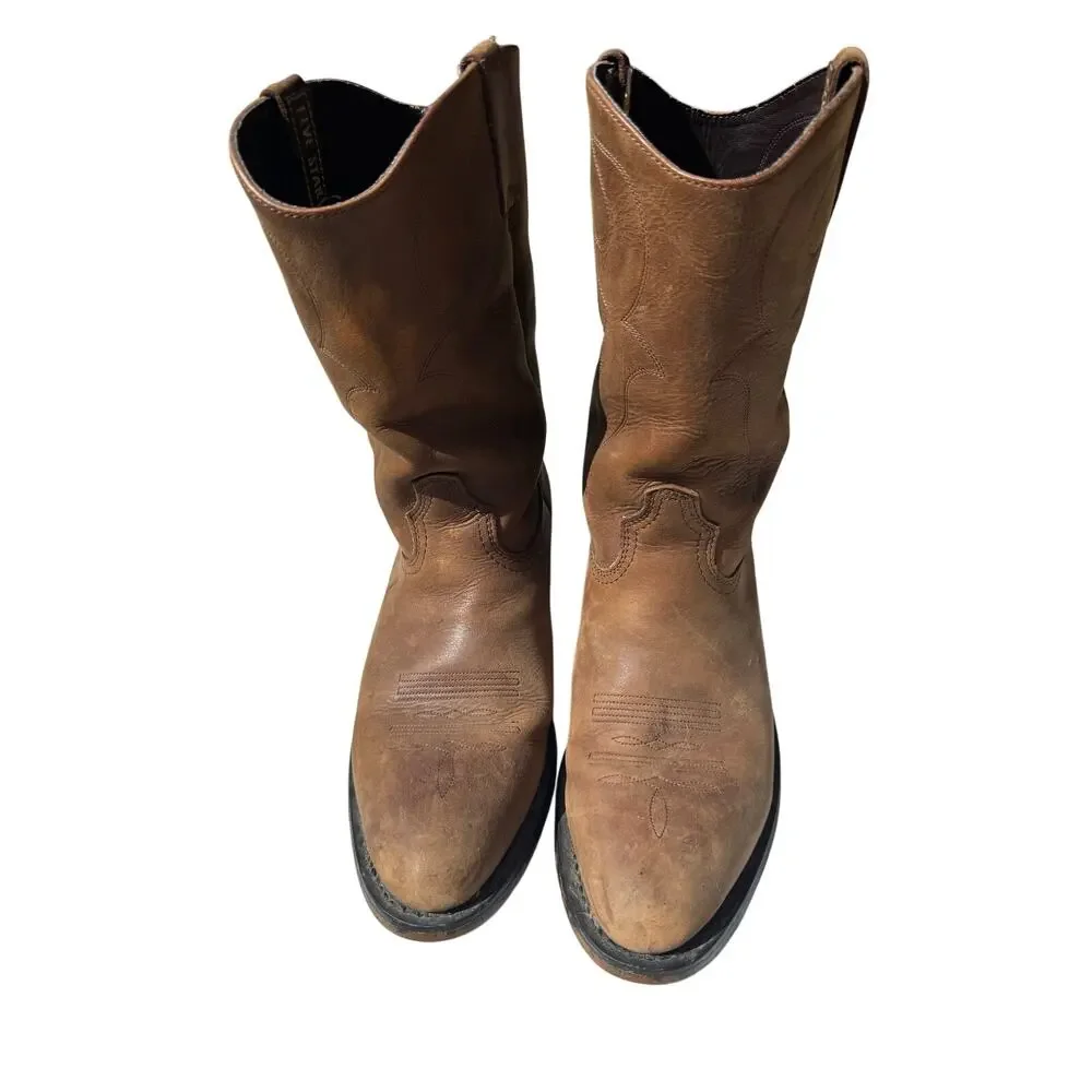Five Star Western Roper Boots Brown Leather Cowboy Boots Men’s Size 9